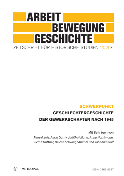 Cover der Ausgabe: Arbeit – Bewegung – Geschichte Jahrgang 25 (2026), Heft 1
