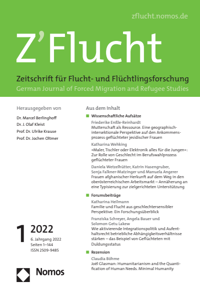 Cover of Volume: Z'Flucht. Zeitschrift für Flucht- und Flüchtlingsforschung Volume 6 (2022), Edition 1