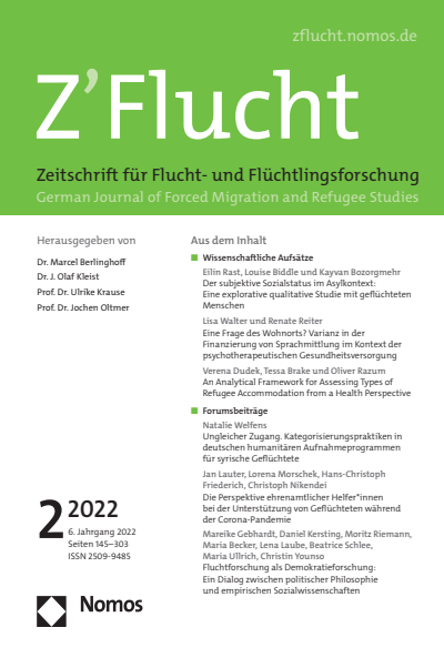 Cover of Volume: Z'Flucht. Zeitschrift für Flucht- und Flüchtlingsforschung Volume 6 (2022), Edition 2