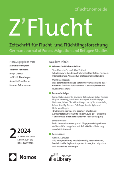 Cover of Volume: Z'Flucht. Zeitschrift für Flucht- und Flüchtlingsforschung Volume 8 (2024), Edition 2