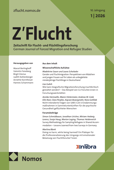 Cover der Ausgabe: Z'Flucht. Zeitschrift für Flucht- und Flüchtlingsforschung Jahrgang 10 (2026), Heft 1