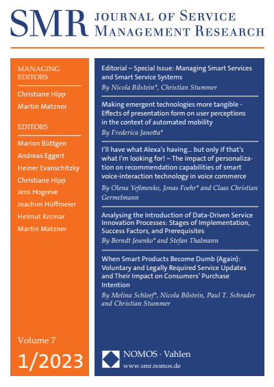 Cover of Volume: SMR - Journal of Service Management Research Volume 7 (2023), Edition 1