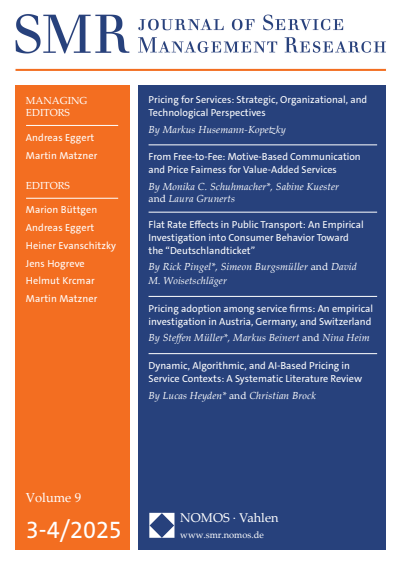 Cover der Ausgabe: SMR - Journal of Service Management Research Jahrgang 9 (2025), Heft 3-4