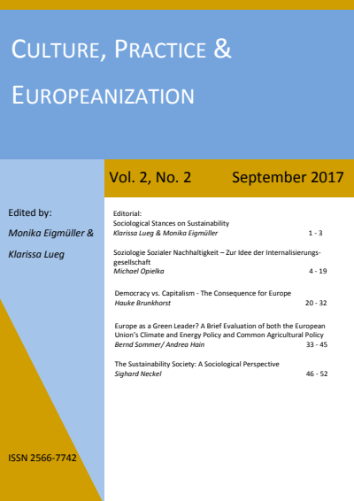Cover der Ausgabe: Culture, Practice & Europeanization Jahrgang 2 (2017), Heft 2