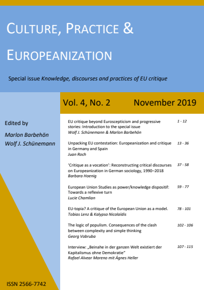 Cover der Ausgabe: Culture, Practice & Europeanization Jahrgang 4 (2019), Heft 2