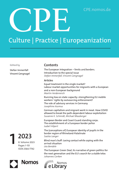Cover der Ausgabe: Culture, Practice & Europeanization Jahrgang 8 (2023), Heft 1