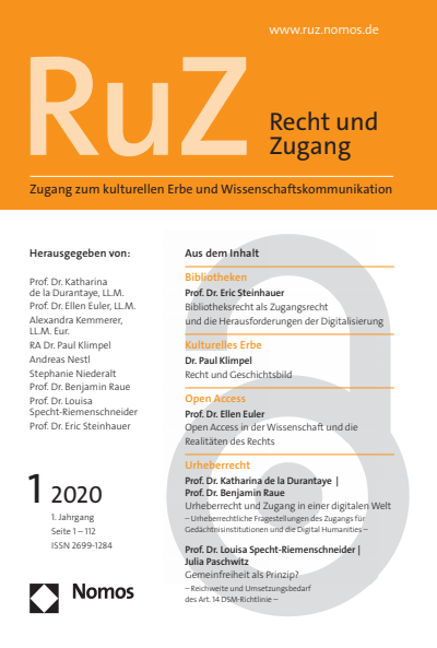 Cover of Volume: RuZ - Recht und Zugang Volume 1 (2020), Edition 1