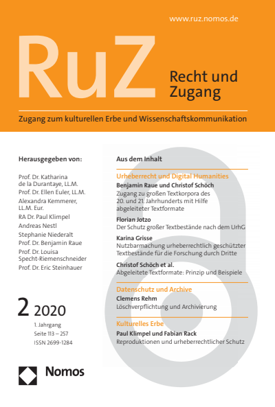 Cover of Volume: RuZ - Recht und Zugang Volume 1 (2020), Edition 2