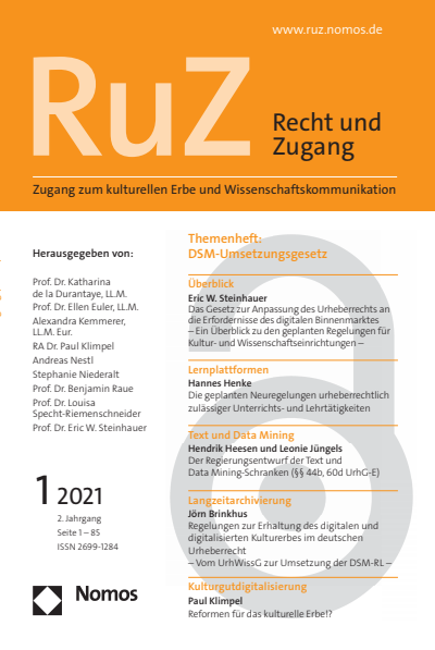 Cover of Volume: RuZ - Recht und Zugang Volume 2 (2021), Edition 1