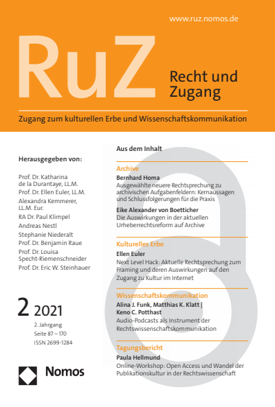 Cover der Ausgabe: RuZ - Recht und Zugang Jahrgang 2 (2021), Heft 2