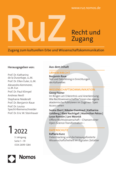 Cover der Ausgabe: RuZ - Recht und Zugang Jahrgang 3 (2022), Heft 1
