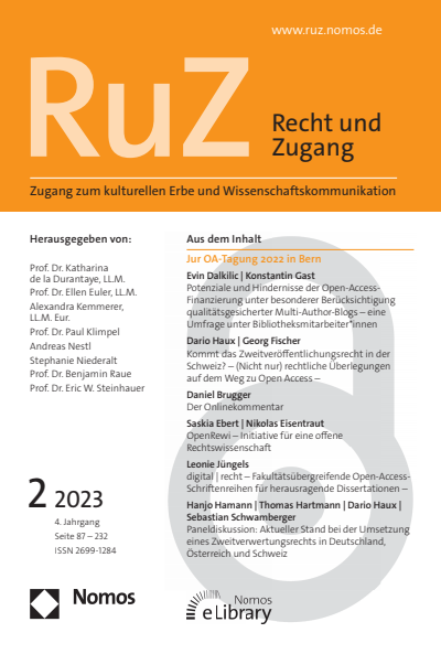 Cover der Ausgabe: RuZ - Recht und Zugang Jahrgang 4 (2023), Heft 2
