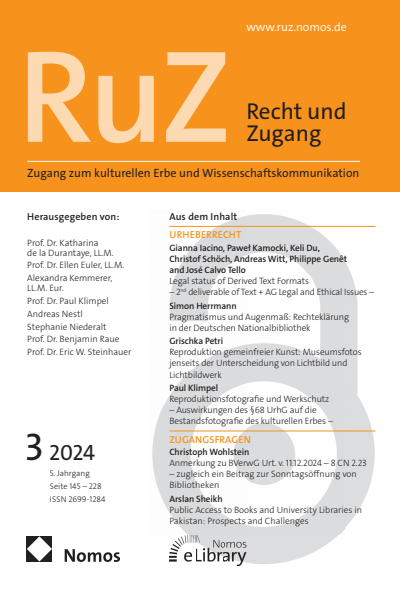 Cover der Ausgabe: RuZ - Recht und Zugang Jahrgang 5 (2024), Heft 3