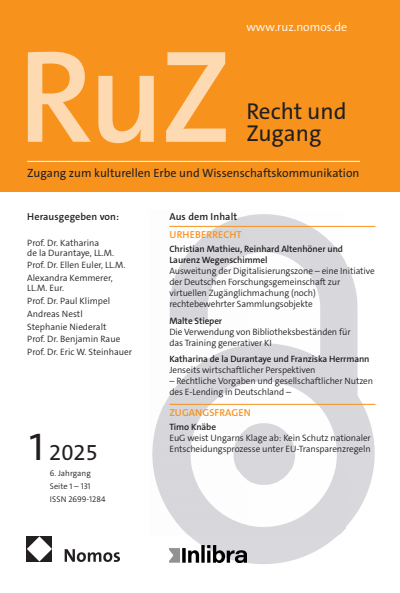 Cover of Volume: RuZ - Recht und Zugang Volume 6 (2025), Issue 1