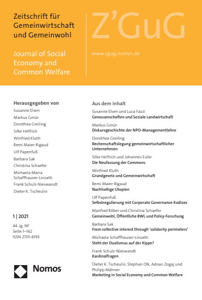 Cover of Volume: Z'GuG Zeitschrift für Gemeinwirtschaft und Gemeinwohl Volume 44 (2021), Edition 1