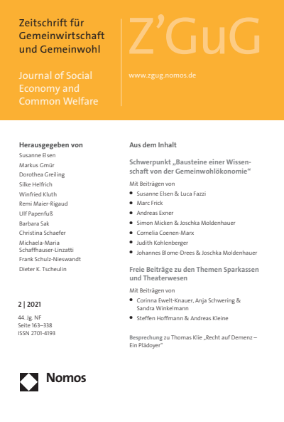 Cover of Volume: Z'GuG Zeitschrift für Gemeinwirtschaft und Gemeinwohl Volume 44 (2021), Edition 2