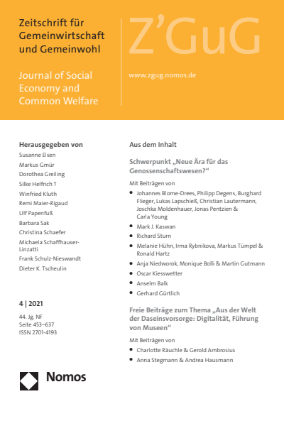 Cover of Volume: Z'GuG Zeitschrift für Gemeinwirtschaft und Gemeinwohl Volume 44 (2021), Edition 4