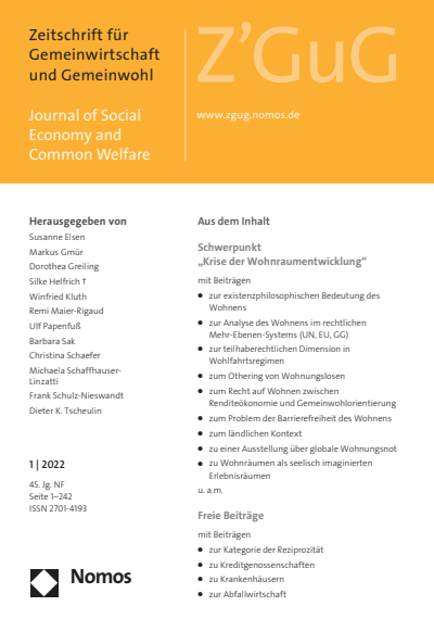 Cover der Ausgabe: Z'GuG Zeitschrift für Gemeinwirtschaft und Gemeinwohl Jahrgang 45 (2022), Heft 1