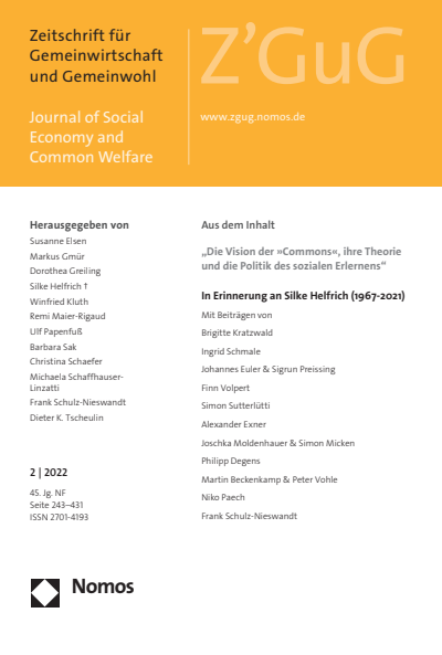 Cover der Ausgabe: Z'GuG Zeitschrift für Gemeinwirtschaft und Gemeinwohl Jahrgang 45 (2022), Heft 2