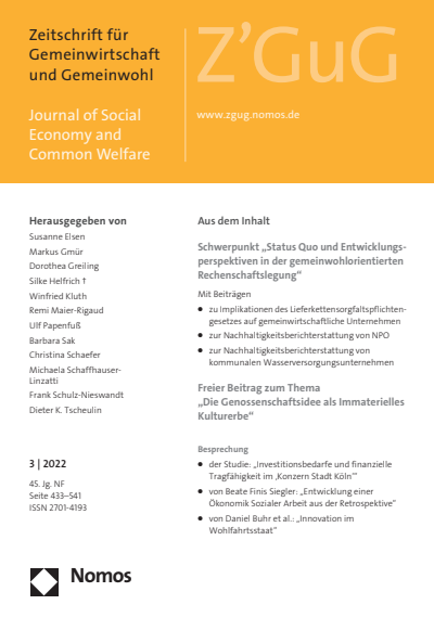 Cover der Ausgabe: Z'GuG Zeitschrift für Gemeinwirtschaft und Gemeinwohl Jahrgang 45 (2022), Heft 3