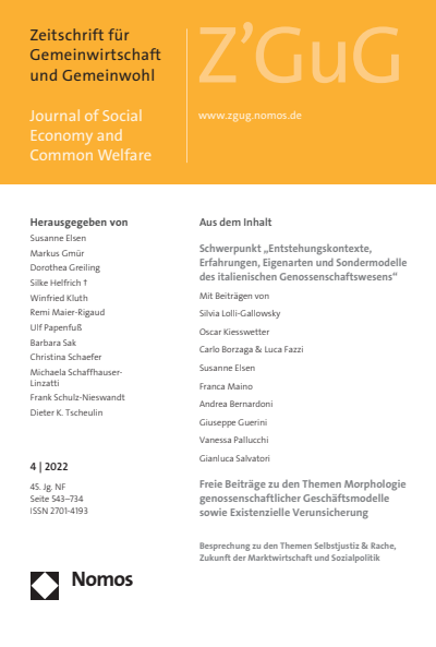 Cover der Ausgabe: Z'GuG Zeitschrift für Gemeinwirtschaft und Gemeinwohl Jahrgang 45 (2022), Heft 4