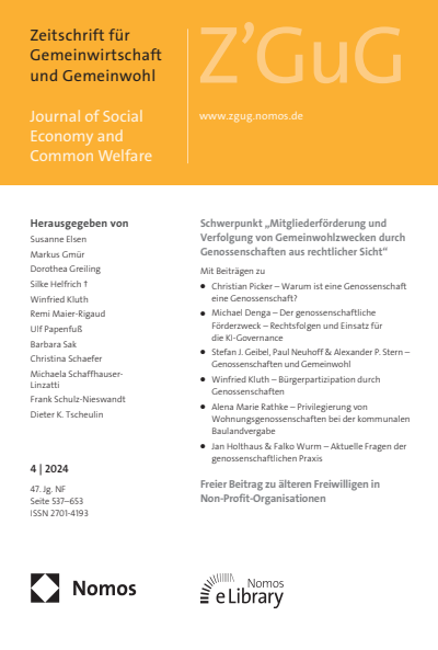 Cover of Volume: Z'GuG Zeitschrift für Gemeinwirtschaft und Gemeinwohl Volume 47 (2024), Edition 4