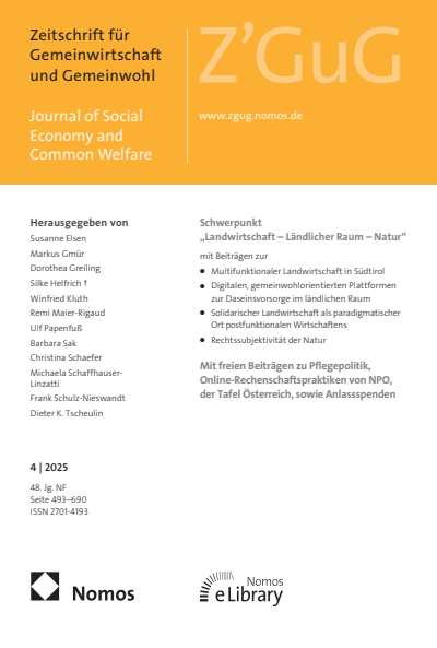 Cover der Ausgabe: Z'GuG Zeitschrift für Gemeinwirtschaft und Gemeinwohl Jahrgang 48 (2025), Heft 4