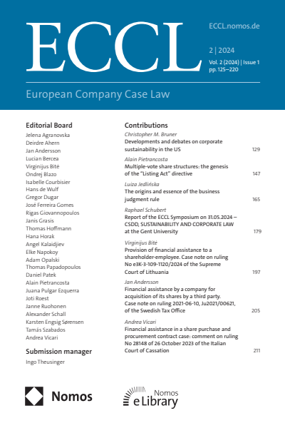 Cover der Ausgabe: European Company Case Law (ECCL) Jahrgang 2 (2024), Heft 2