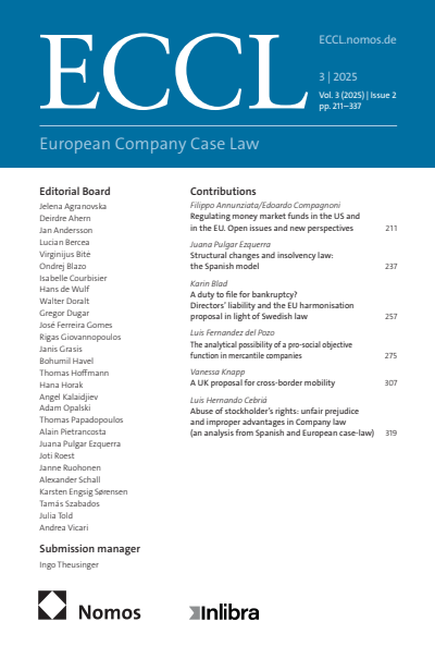 Cover der Ausgabe: European Company Case Law (ECCL) Jahrgang 3 (2025), Heft 3