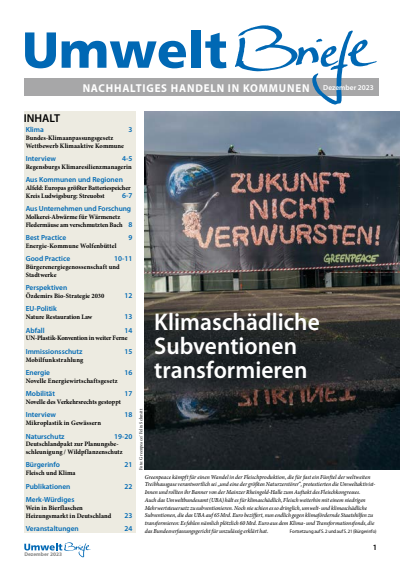 Cover der Ausgabe: UmweltBriefe Jahrgang 27 (2023), Heft 12