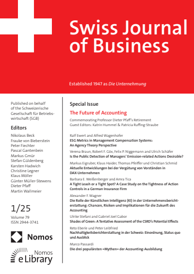 Cover der Ausgabe: Swiss Journal of Business Jahrgang 79 (2025), Heft 1