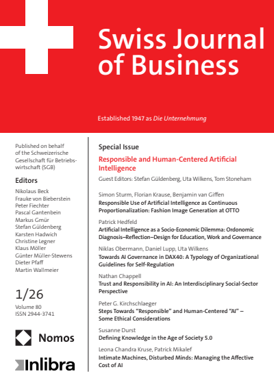 Cover der Ausgabe: Swiss Journal of Business Jahrgang 80 (2026), Heft 1