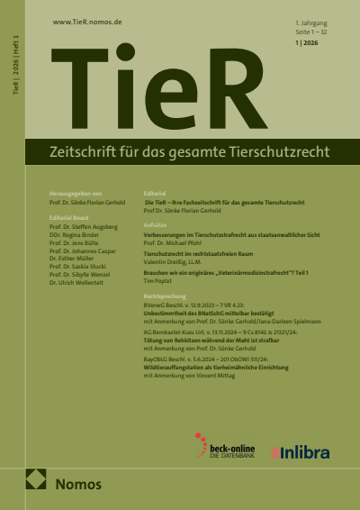 Cover der Ausgabe: TieR Jahrgang 1 (2026), Heft 1