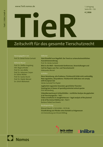 Cover der Ausgabe: TieR Jahrgang 1 (2026), Heft 4