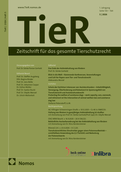 Cover der Ausgabe: TieR Jahrgang 1 (2026), Heft 5