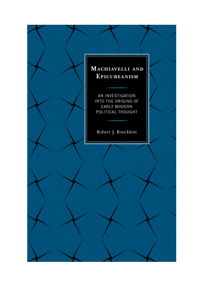 Cover des Buchs: Machiavelli and Epicureanism