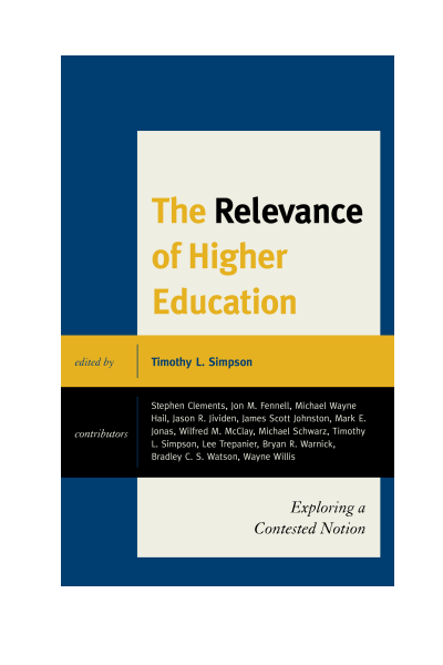 Cover of book: The Relevance of Higher Education