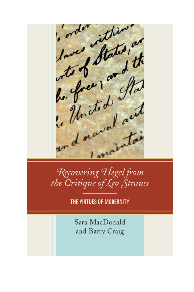 Cover of book: Recovering Hegel from the Critique of Leo Strauss