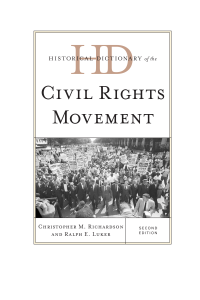 Cover of book: Historical Dictionary of the Civil Rights Movement