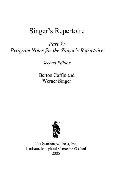 Cover des Buchs: The Singer's Repertoire, Part V