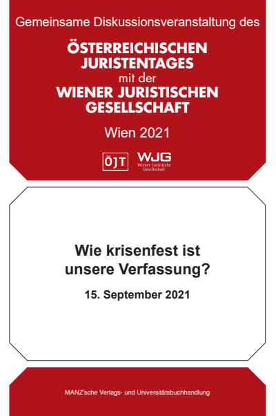 Cover of book: Wie krisenfest ist unsere Verfassung? Diskussionsveranstaltung vom 15. September 2021