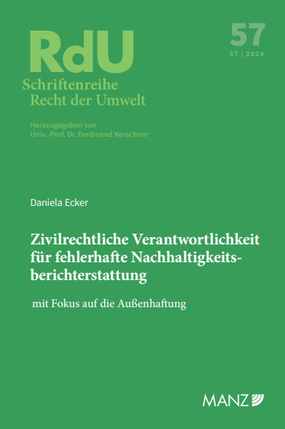 Cover des Buchs: Zivilrechtliche Verantwortlichkeit für fehlerhafte Nachhaltigkeitsberichterstattung