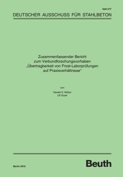 Cover des Buchs: Übertragbarkeit von Frost-Laborprüfungen auf Praxisverhältnisse