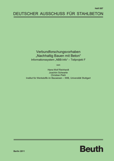 Cover des Buchs: Verbundforschungsvorhaben "Nachhaltig Bauen mit Beton"
