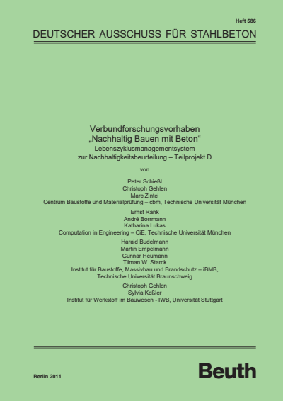 Cover des Buchs: Verbundforschungsvorhaben "Nachhaltig Bauen mit Beton"