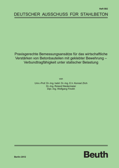 Cover des Buchs: Praxisgerechte Bemessungsansätze für das wirtschaftliche Verstärken von Betonbauteilen mit geklebter Bewehrung