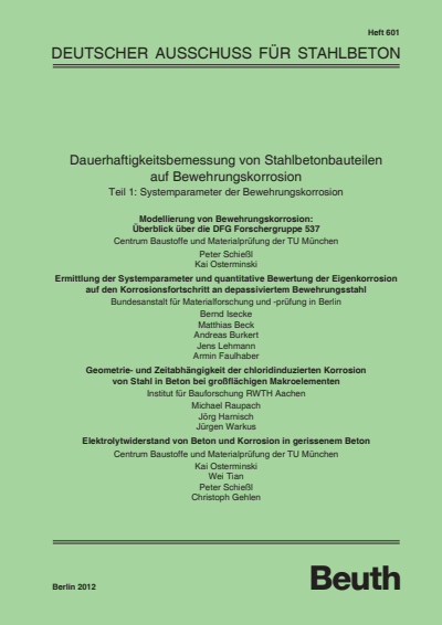 Cover des Buchs: Dauerhaftigkeitsbemessung von Stahlbetonbauteilen auf Bewehrungskorrosion
