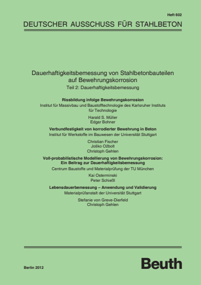 Cover des Buchs: Dauerhaftigkeitsbemessung von Stahlbetonbauteilen auf Bewehrungskorrosion
