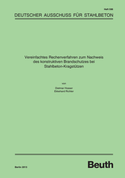 Cover des Buchs: Vereinfachtes Rechenverfahren zum Nachweis des konstruktiven Brandschutzes bei Stahlbeton-Kragstützen