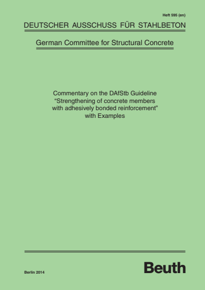 Cover des Buchs: Commentary on the DAfStb Guideline "Strengthening of concrete members with adhesively bonded reinforcement" with Examples